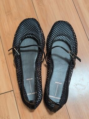 Black suede studio Mesh Flats 39